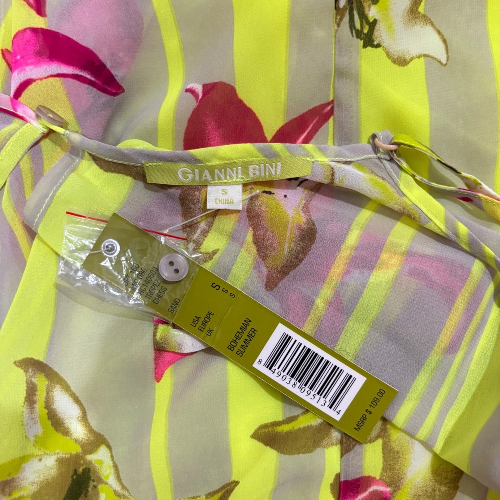 Gianni Bini Bohemian Summer Neon Floral Striped Maxi Dress NWT Size S - Picture 5 of 8